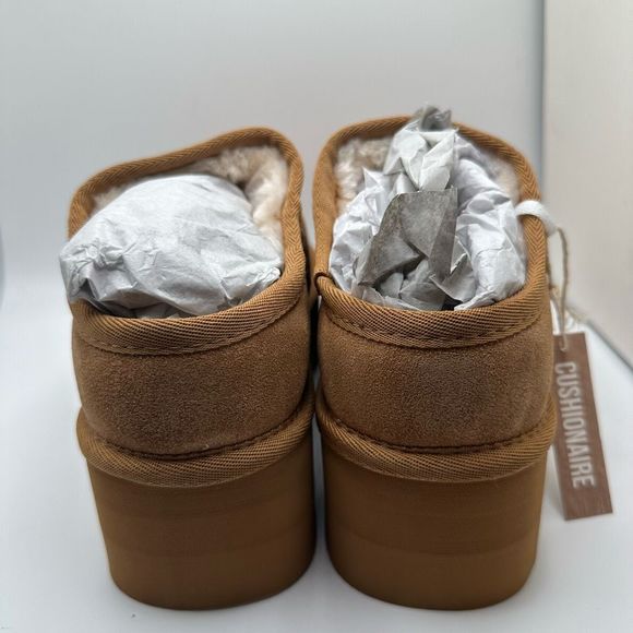 CUSHIONAIRE Women's Genuine Suede Cozy Mule Platform +Memory Foam 7.5 CHESTNUT - Picture 4 of 7